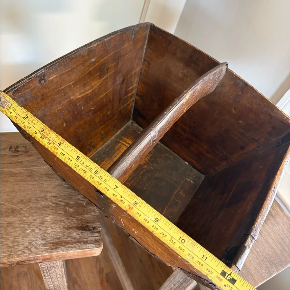 Antique LARGE Chinese Wooden IRON Rice gathering Grain Bucket